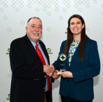 Isabella Cobble receives the 2023 Diversity, Equity, and Inclusion Award at NEWEA 2023. Photo Credit: Cindy Loo